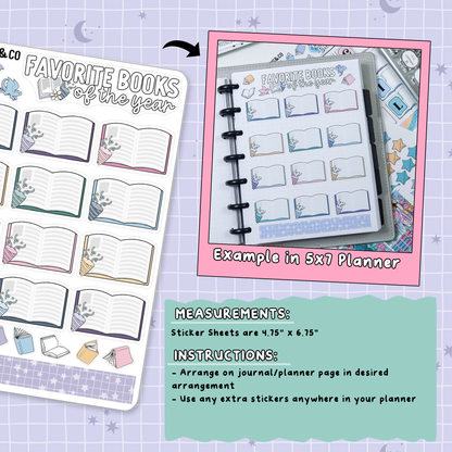 2026 Favorite Books of the Year Note Page Planner & Journal Sticker Sheet Set - NB014