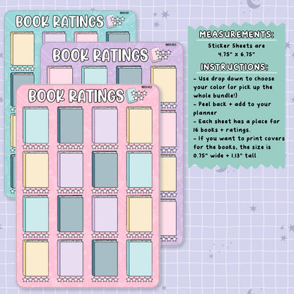 Book Ratings Note Page Planner & Journal Sticker Sheet Set - NB014