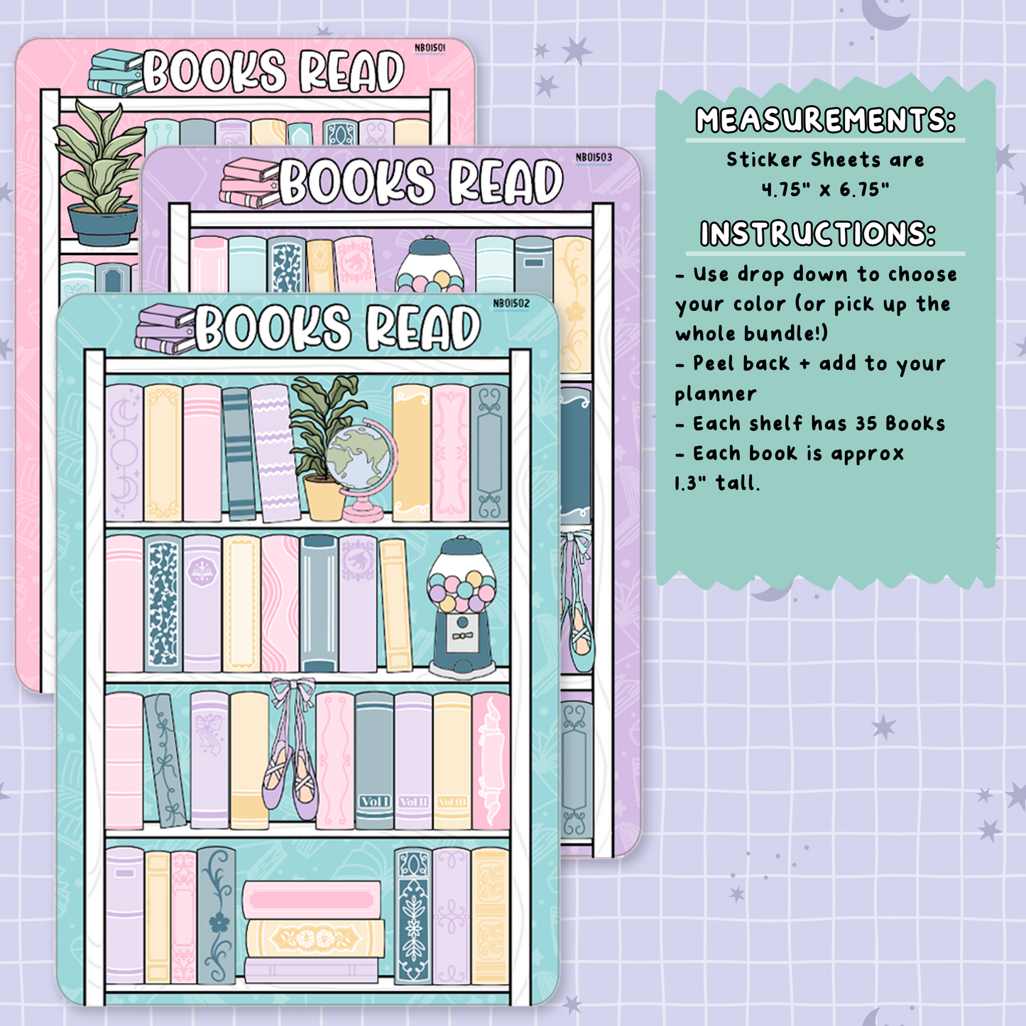 Book Shelf Note Page Planner & Journal Sticker Sheet Set - NB015