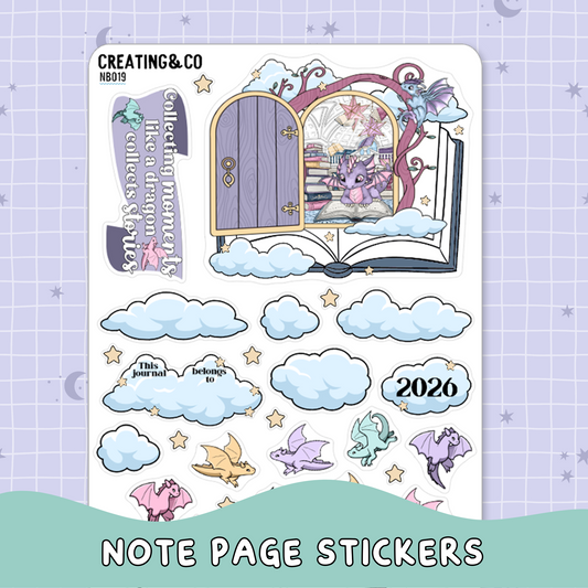 Dragon Sky Journal Intro Note Page Planner & Journal Sticker Sheet Set - NB019