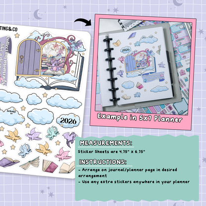 Dragon Sky Journal Intro Note Page Planner & Journal Sticker Sheet Set - NB019