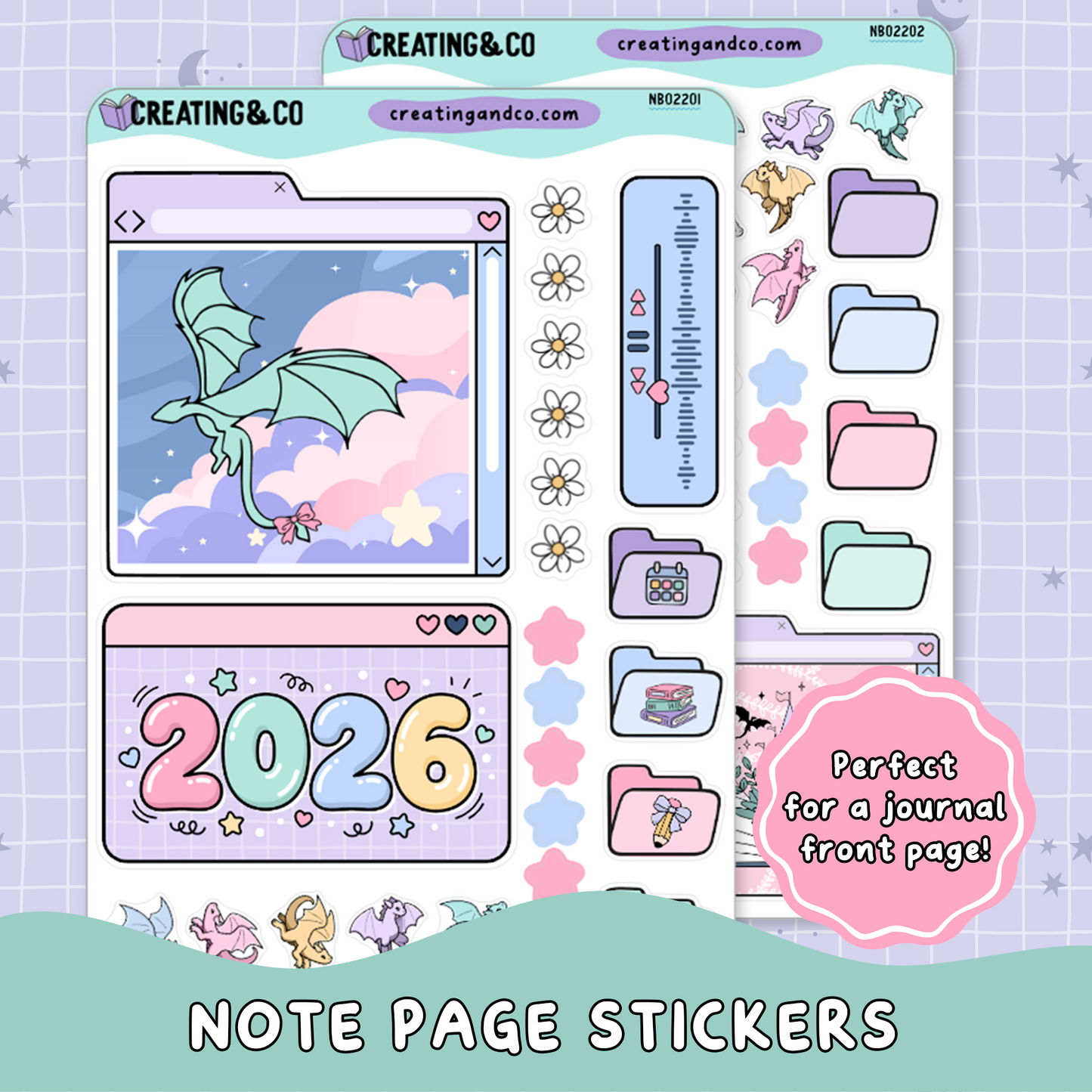 2026 Journal Intro Page Desktop Windows Note Page Planner & Journal Sticker Sheet Set - NB022