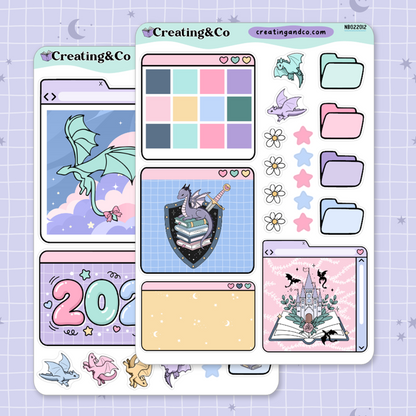 2026 Journal Intro Page Desktop Windows Note Page Planner & Journal Sticker Sheet Set - NB022