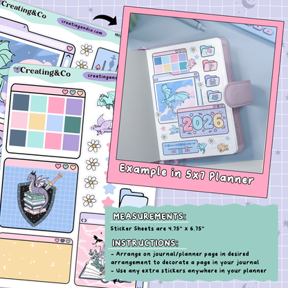 2026 Journal Intro Page Desktop Windows Note Page Planner & Journal Sticker Sheet Set - NB022