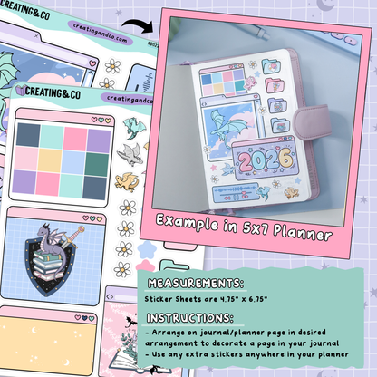 2026 Journal Intro Page Desktop Windows Note Page Planner & Journal Sticker Sheet Set - NB022