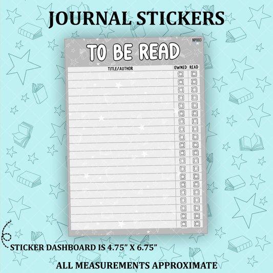 To Be Read Notes Page Sticker Dashboard - NP003