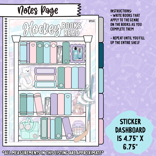 Hockey Books Read Notes Page Sticker Dashboard - NP046