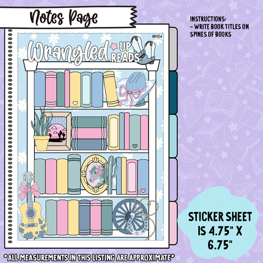 Western Books Notes Page Sticker Dashboard, Wrangled Up Reads, Cowgirl Books, Cowboy Books - NP054