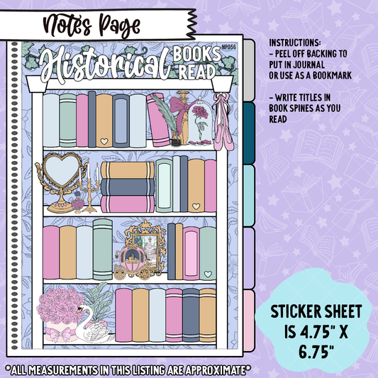 Historical Books Notes Page Sticker Dashboard - NP056