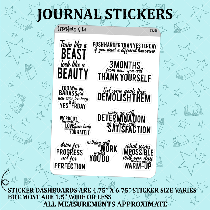 Fitness Inspirational Quote Planner Stickers - QS003 – Creating & Co