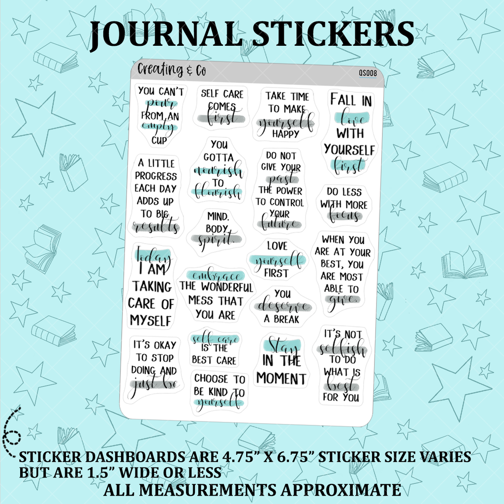 Self Care Inspirational Quote Planner Stickers - QS008