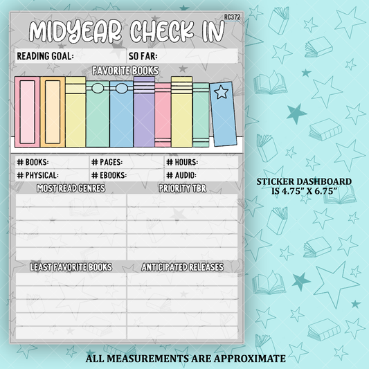 2024 Mid-Year Reading Check In - Bookshelf 5x7 Dashboard and Sticker Tracker - RC372
