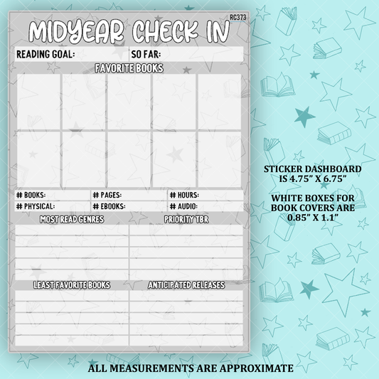 2024 Mid-Year Reading Check In - Covers 5x7 Dashboard and Sticker Tracker - RC373