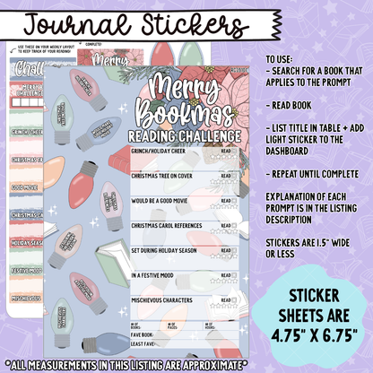 Merry Bookmas 5x7 Reading Challenge Dashboard and Sticker Trackers - RC391