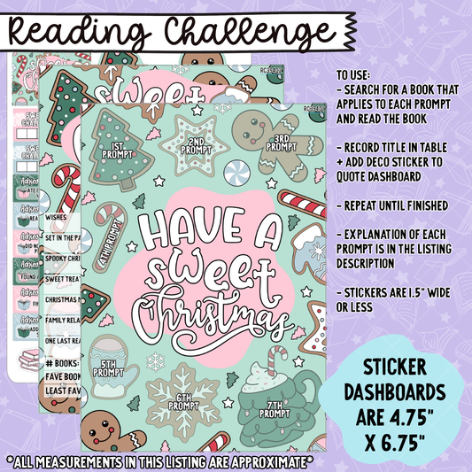 Sweet Christmas 5x7 Reading Challenge Dashboard and Sticker Trackers - RC394