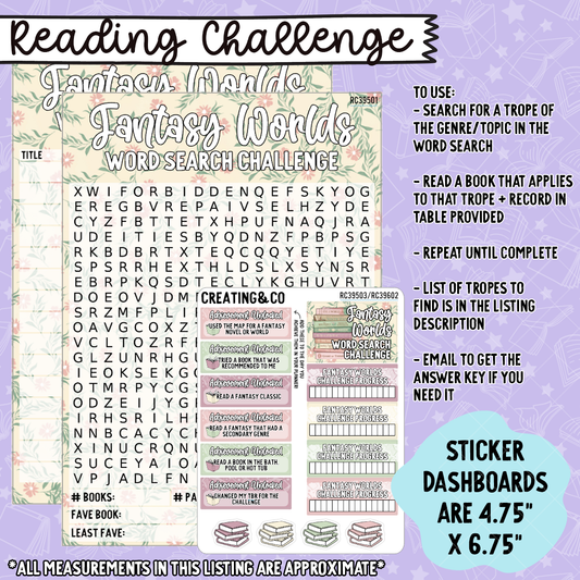 Fantasy Worlds Fantasy Trope Word Search V2 5x7 Dashboard and Sticker Trackers - RC395