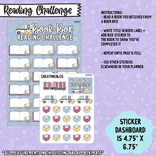 Book Box Reading Challenge 5x7 Dashboard and Sticker Trackers - RC447