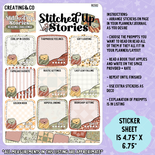 Stitched Up Stories Cozy Reads Decorative Reading Challenge - RC502