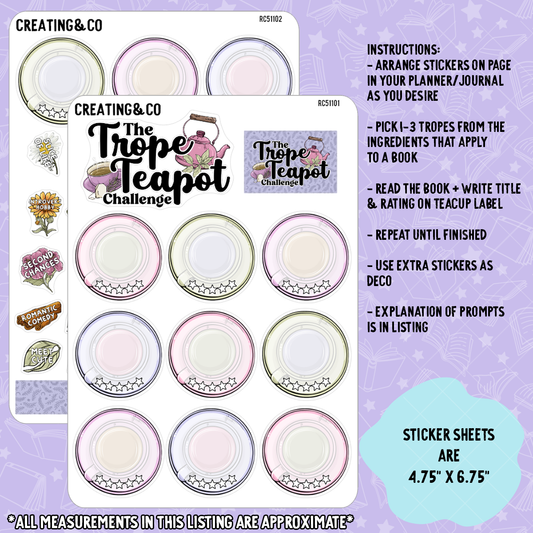 Blooming Cauldron Trope Teapot Reading Challenge Dashboard and Sticker Trackers - RC511
