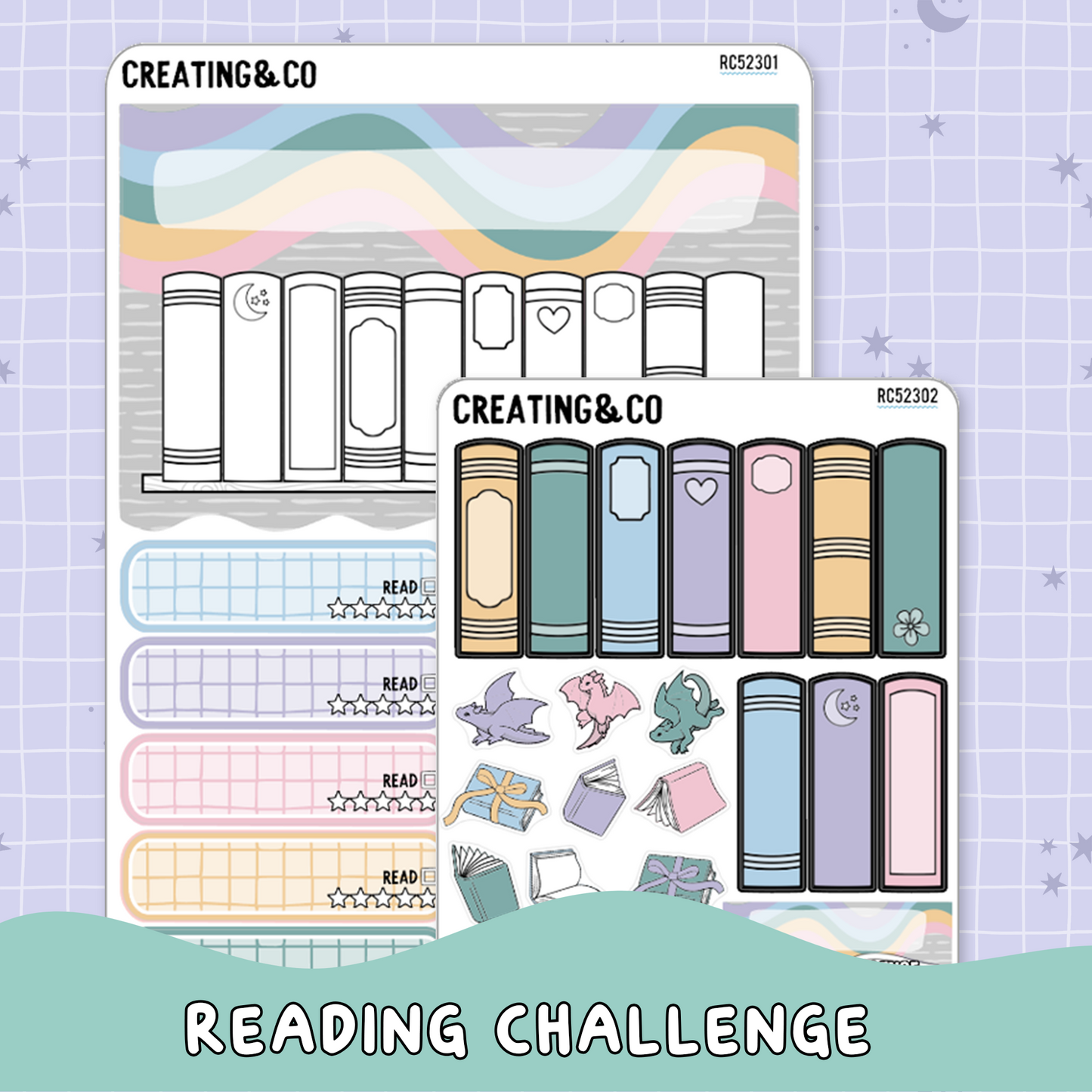 Create Your Own Reading Challenge Planner & Journal Sticker Sheet Set - RC523