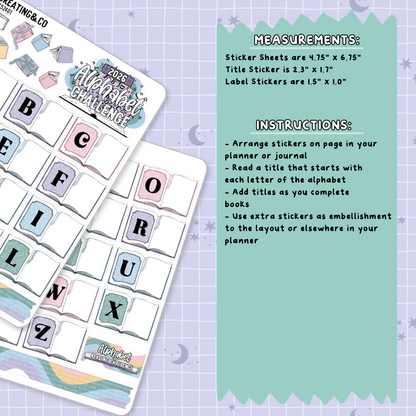 2026 Alphabet Reading Challenge Planner Sticker Set - RC524