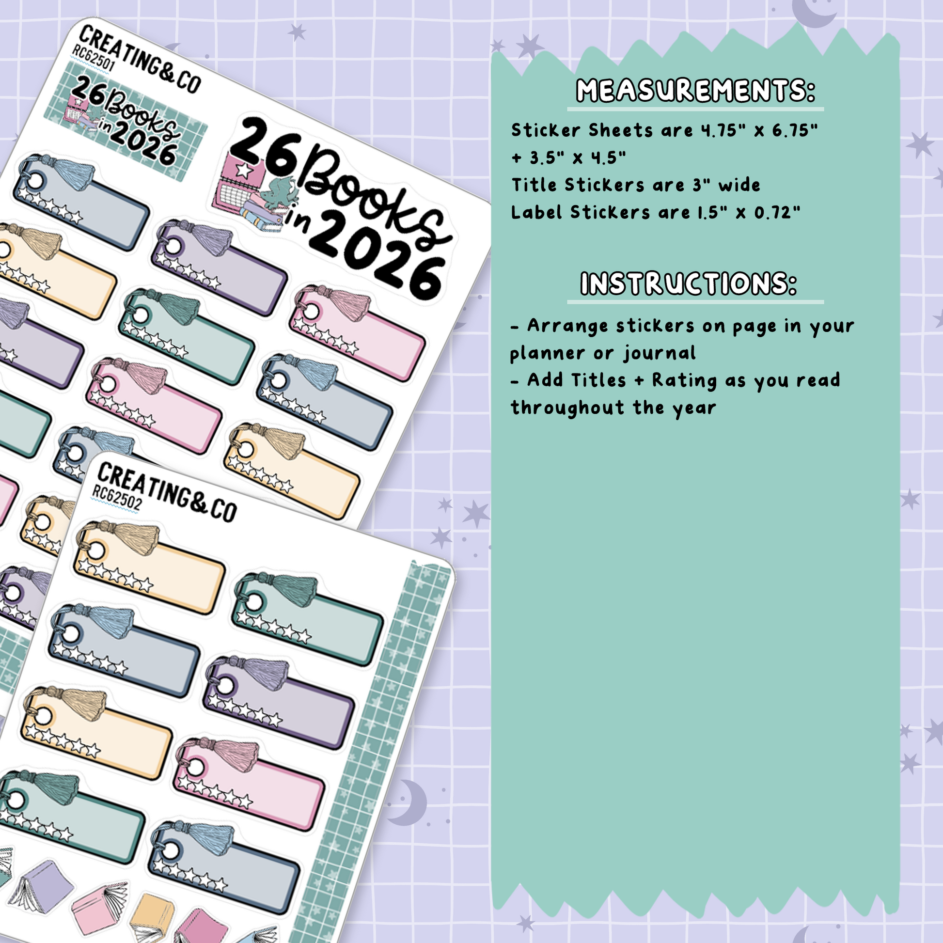 26 Books in 2026 Yearly Reading Challenge Planner Sticker Set - RC525 ...