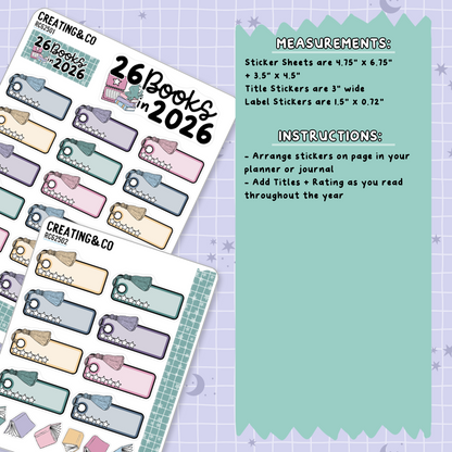 26 Books in 2026 Yearly Reading Challenge Planner Sticker Set - RC525