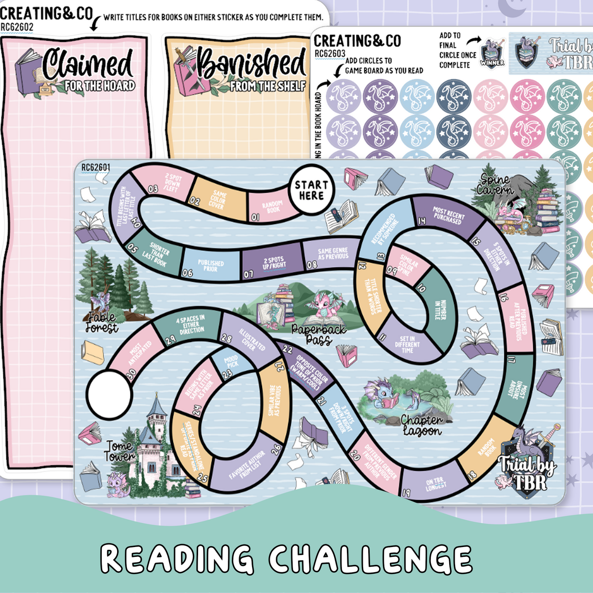 Trial by TBR 2026 Book Dragon Yearly Reading Challenge Planner Sticker ...