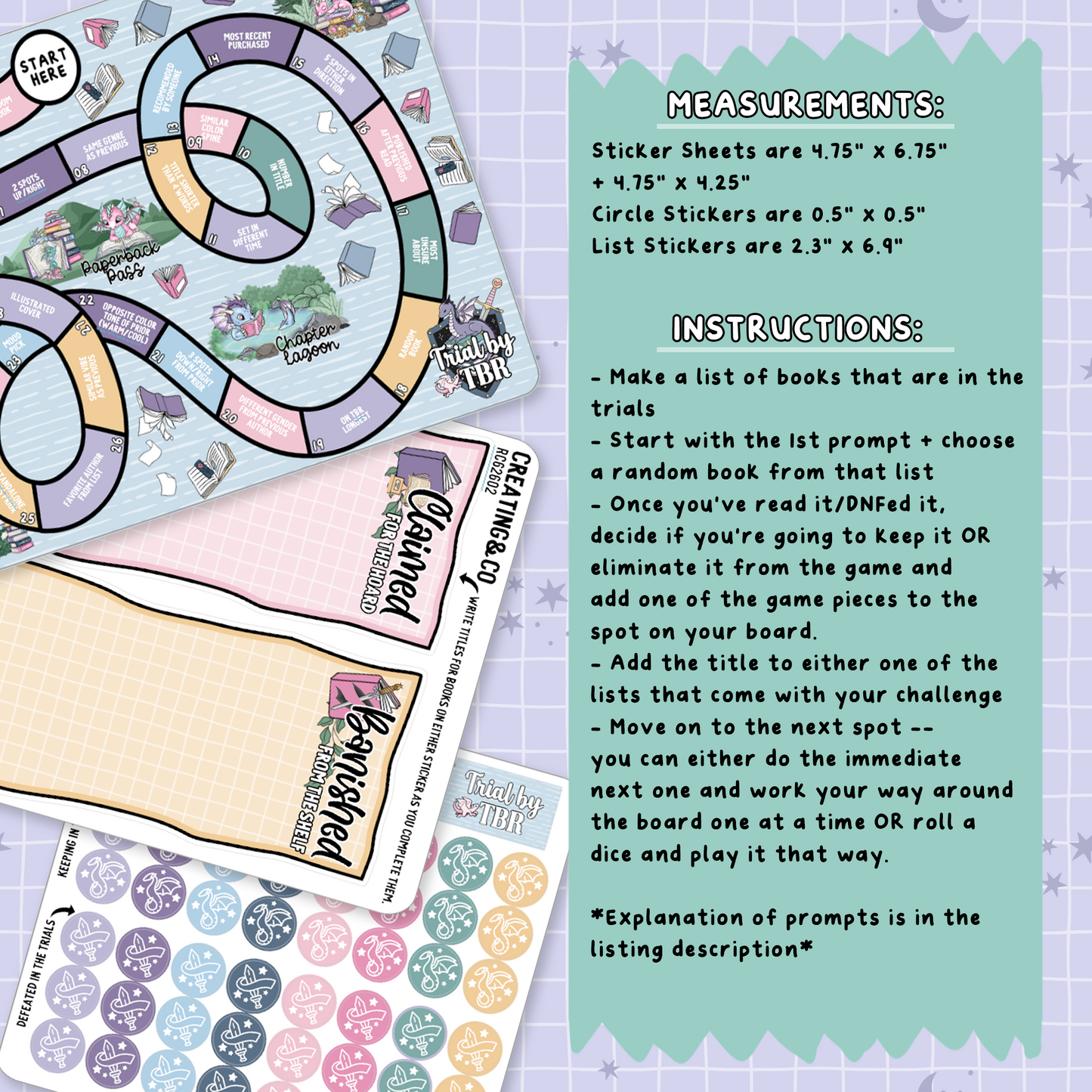 Trial by TBR 2026 Book Dragon Yearly Reading Challenge Planner Sticker Set - RC526