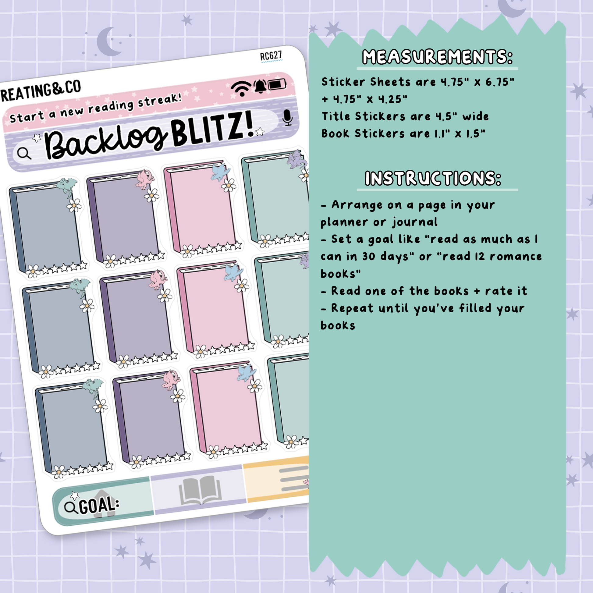 Backlog Blitz Reading Challenge Planner & Journal Sticker Set - RC527 ...