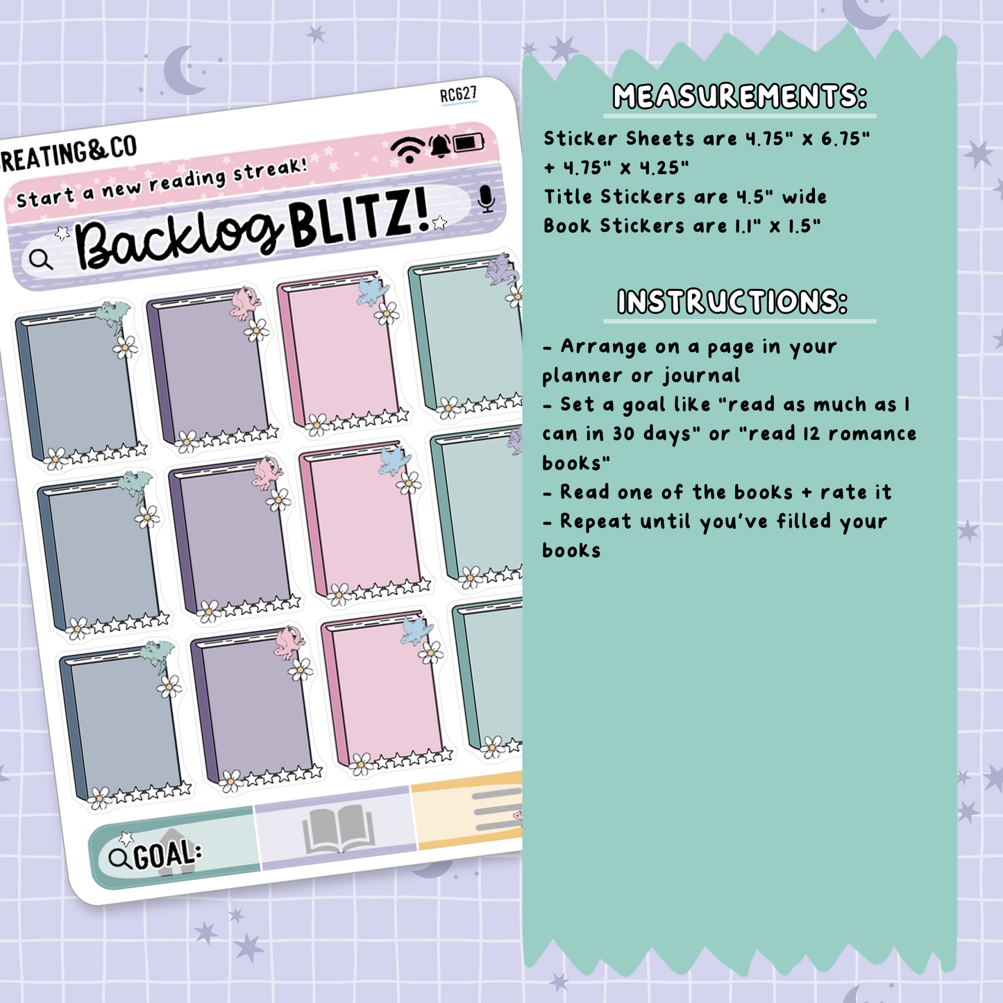 Backlog Blitz Reading Challenge Planner & Journal Sticker Set - RC527