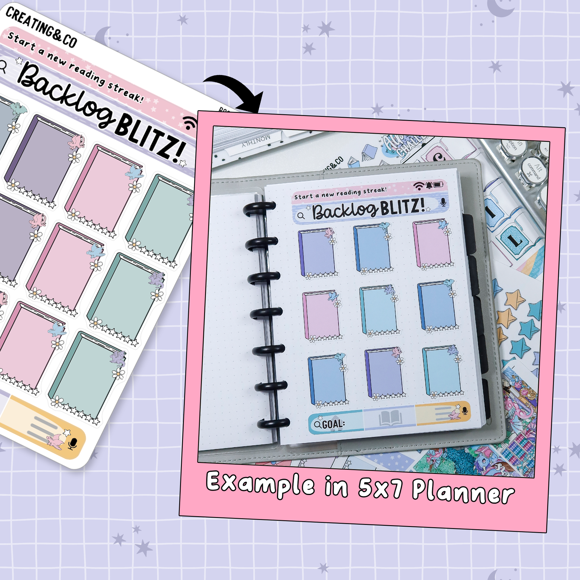 Backlog Blitz Reading Challenge Planner & Journal Sticker Set - RC527 ...