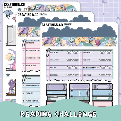 Dreams & Legends 2026 Book Dragon Yearly Reading Challenge Planner Sticker Set - RC528