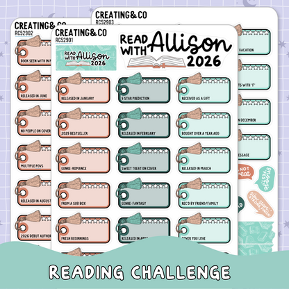 Read With Allison 2026 Yearly Reading Challenge Planner Sticker Set - RC529