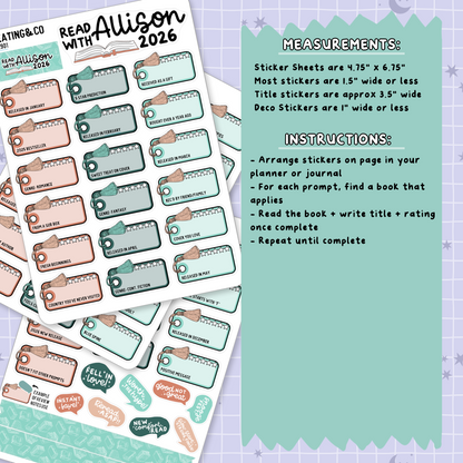 Read With Allison 2026 Yearly Reading Challenge Planner Sticker Set - RC529
