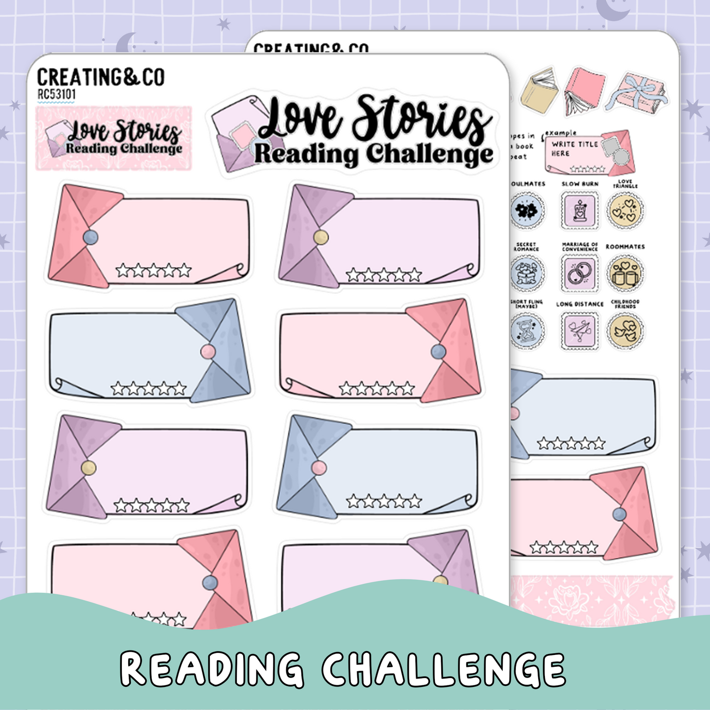 Love Stories Valentine's Day 2026 Reading Challenge Planner Sticker Set - RC531