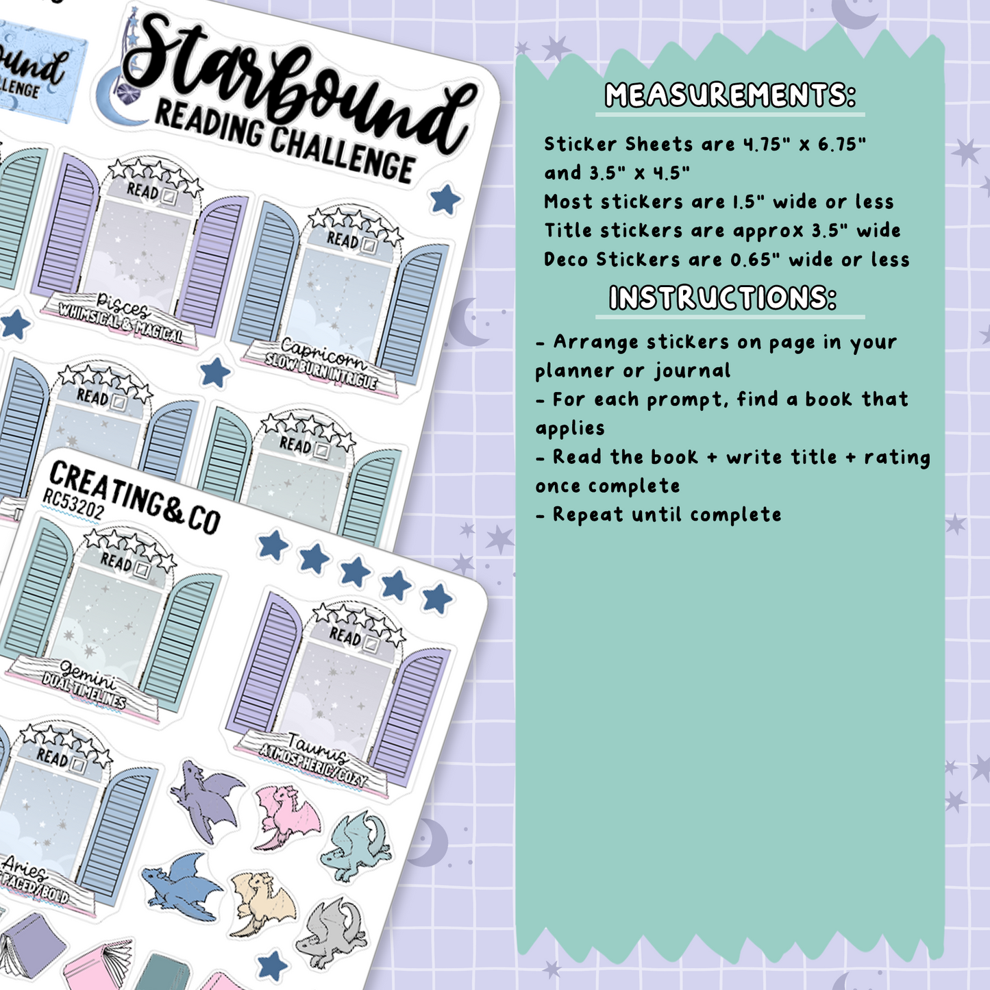 Starbound Reading Challenge - Astrology 2026 Planner Sticker Set  - RC532