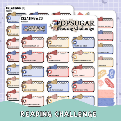 Popsugar 2026 Yearly Reading Challenge Planner Sticker Set  - RC533