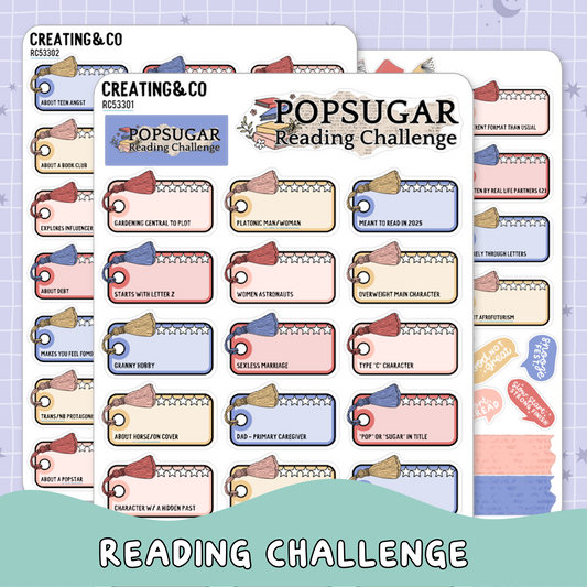 Popsugar 2026 Yearly Reading Challenge Planner Sticker Set  - RC533