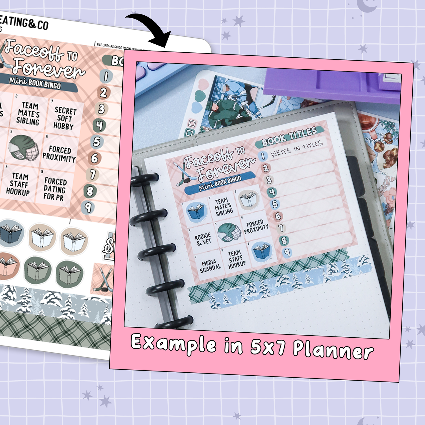 Faceoff to Forever Hockey Romance Mini Book Bingo Reading Challenge Planner Sticker Set - RC536
