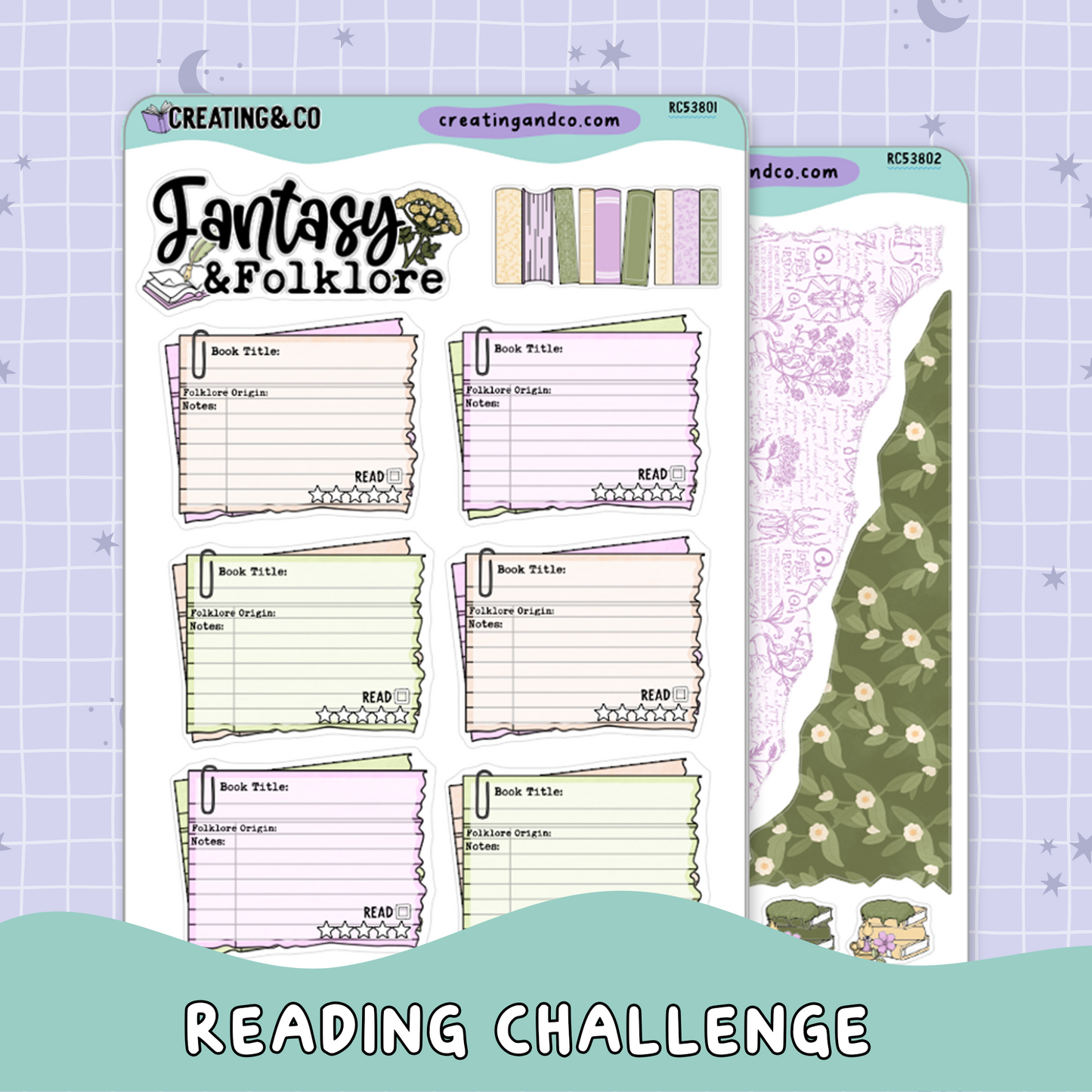 Fantasy & Folklore Reading Challenge Planner Sticker Set - RC538