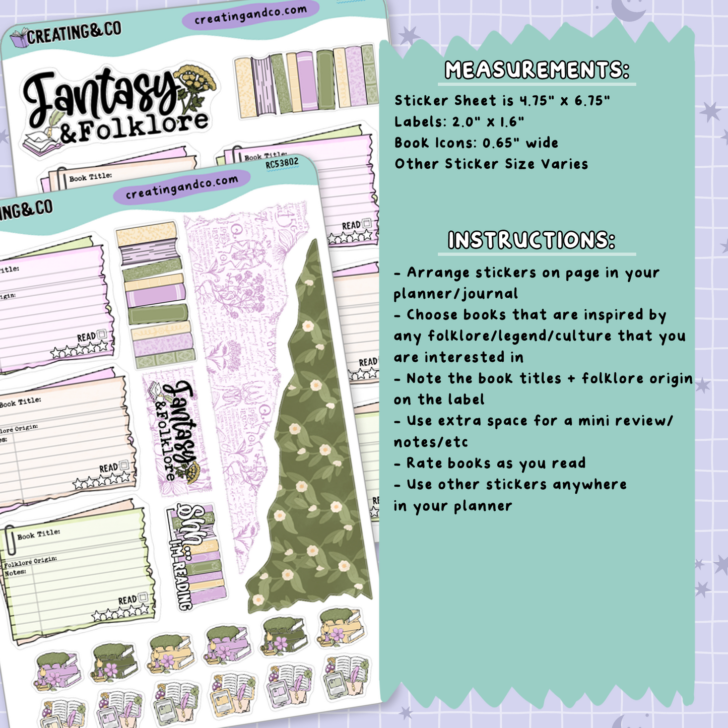 Fantasy & Folklore Reading Challenge Planner Sticker Set - RC538