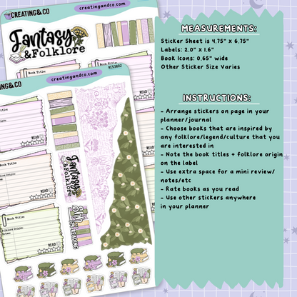 Fantasy & Folklore Reading Challenge Planner Sticker Set - RC538