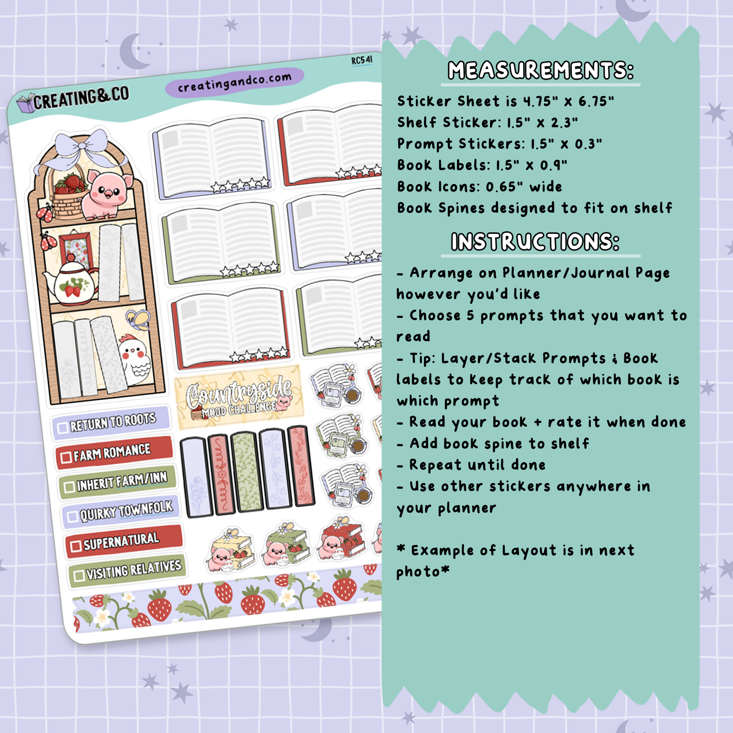 Country Cottage Spring Country Life Mood Reading Challenge Planner Sticker Set - RC541