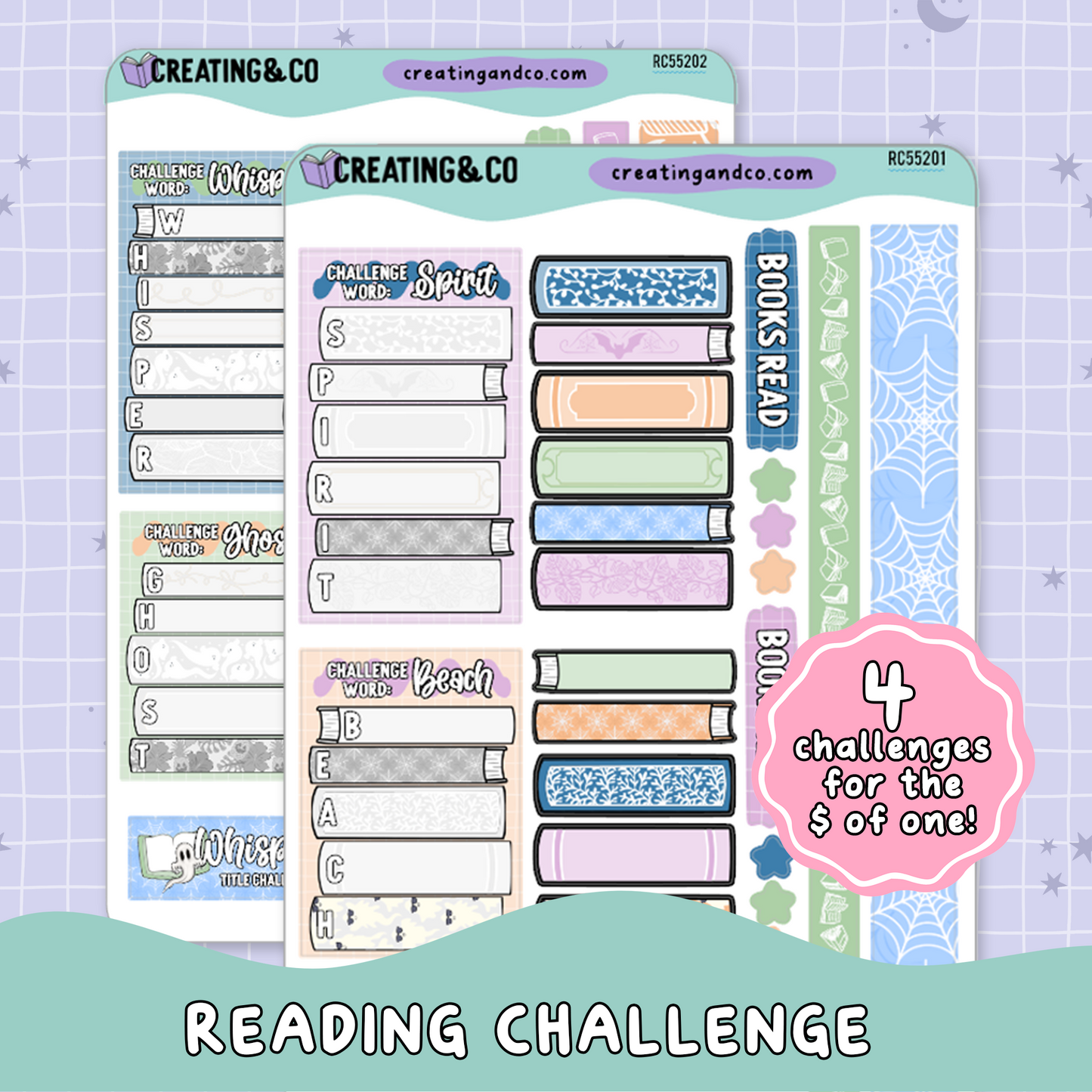 Spirit Beach Title Bookstack Reading Challenge Sticker Set - RC552