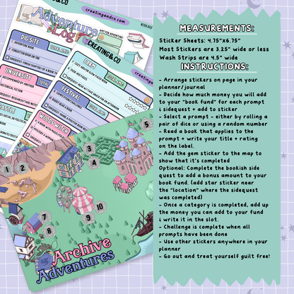 Retro Bookish Adventure Game - Archive Adventures - Decorative Map Reading Challenge - RC553