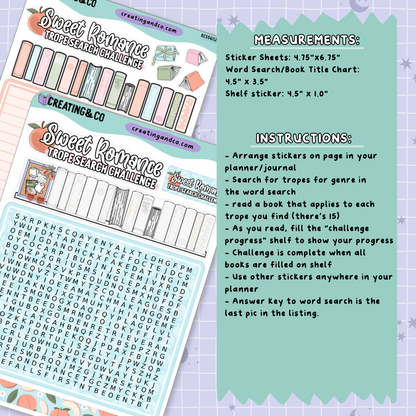 Sweet Romance Peaches Trope Word Search Reading Challenge - RC556