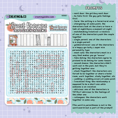 Sweet Romance Peaches Trope Word Search Reading Challenge - RC556