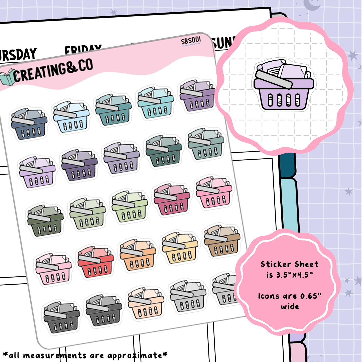Book Shopping Basket Icon Functional Stickers - SBS001