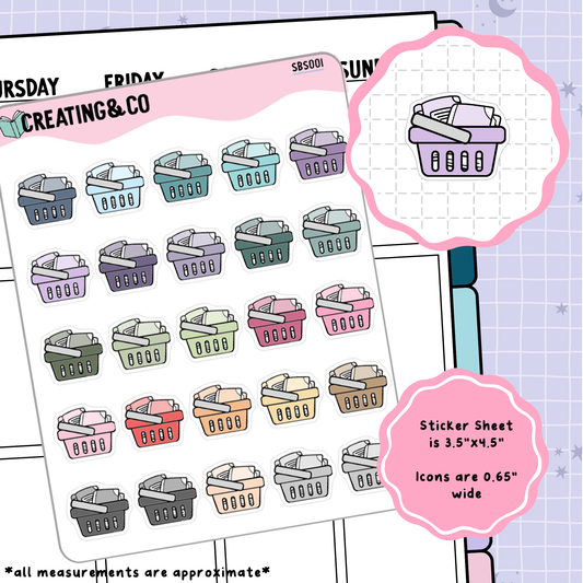 Book Shopping Basket Icon Functional Stickers - SBS001